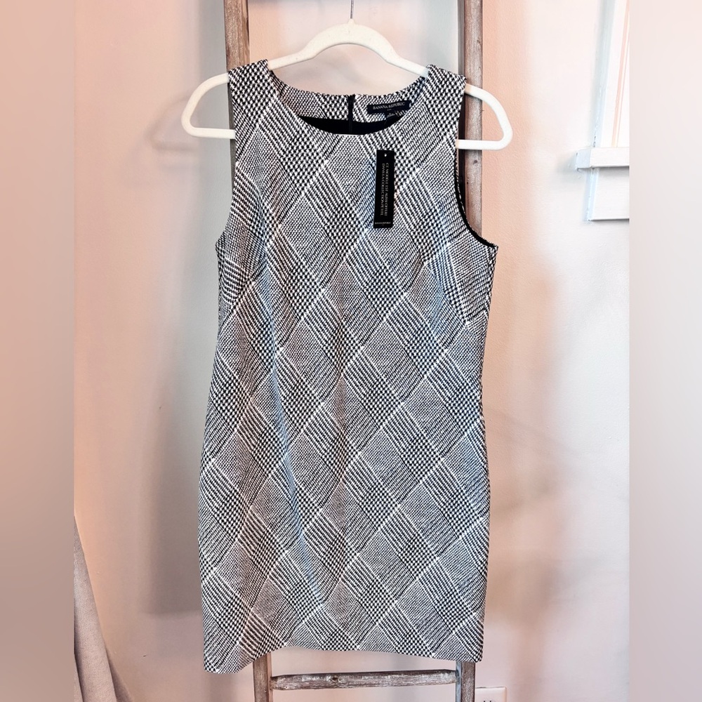 Banana Republic Black and White Patterned Midi Dress